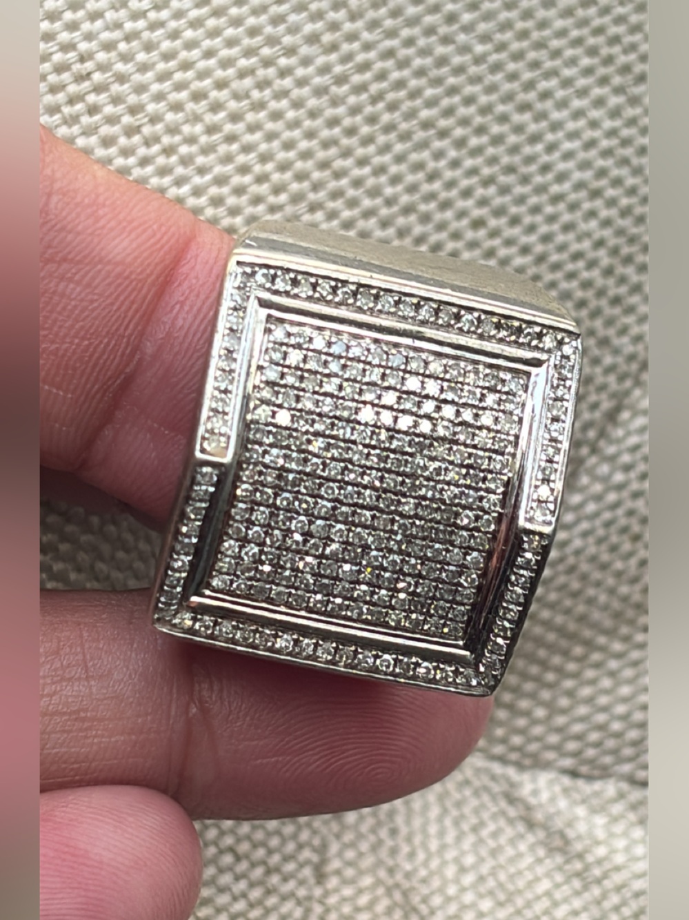 Sterling Silver with Pave Diamond Ring Statement Ring